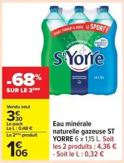 Carrefour Eau Minérale Naturelle Gazeuse St Yorre offre