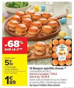 Carrefour 12 Burgers apéritifs cheese offre