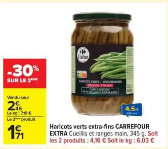 Carrefour Haricots verts extra-fins CARREFOUR EXTRA offre