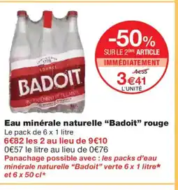 Monoprix BADOIT Eau minérale naturelle rouge offre