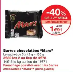Monoprix MARS Barres chocolatées offre
