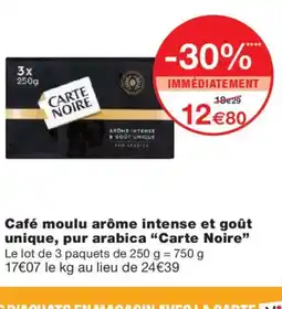 Monoprix CARTE NOIR Café moulu arôme intense et goût unique, pur arabica offre
