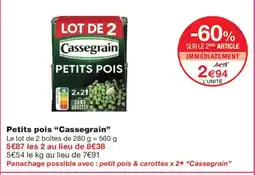 Monoprix CASSEGRAIN Petits pois offre