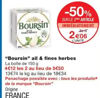 Monoprix BOURSIN ail & fines herbes offre