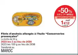 Monoprix CONSERVERIES PROVENÇALES Filets d'anchois allongés à l'huile offre