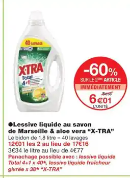Monoprix X-TRA Lessive liquide au savon de Marseille & aloe vera offre