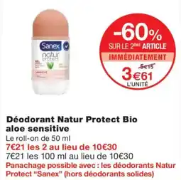 Monoprix Déodorant Natur Protect Bio aloe sensitive offre