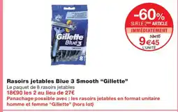 Monoprix GILLETTE Rasoirs jetables Blue 3 Smooth offre
