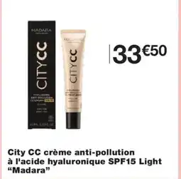Monoprix MADARA City CC crème anti-pollution à l'acide hyaluronique SPF15 Light offre