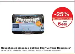 Monoprix LEFRANC BOURGEOIS Gouaches et pinceaux Collège Box offre