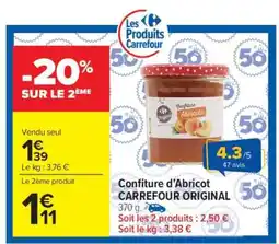 Carrefour Market Confiture d'Abricot CARREFOUR ORIGINAL offre