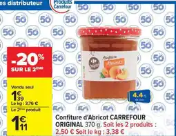 Carrefour Confiture d'Abricot CARREFOUR ORIGINAL 370 g offre