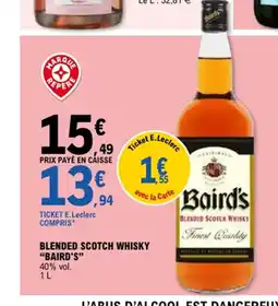 E.Leclerc BAIRD'S Blended scotch whisky offre