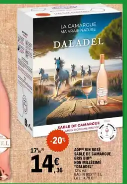E.Leclerc DALADEL Aop vin rosé sable de camargue gris bio non millésimé offre