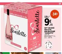 E.Leclerc SCARLETTE Igp vin rosé pays d'oc non millésimé offre