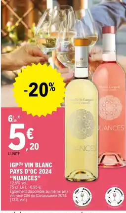 E.Leclerc NUANCES Igp vin blanc pays d'oc 2024 offre