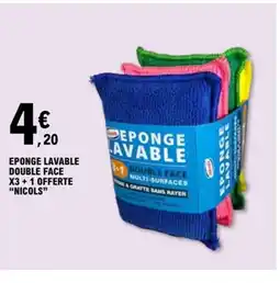 E.Leclerc NICOLS Eponge lavable double face x3 + 1 offerte offre