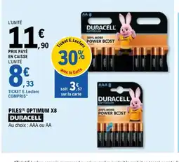 E.Leclerc DURACELL Piles optimum x8 offre