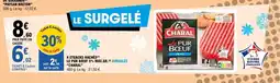 E.Leclerc CHARAL 4 steacks hachés le pur boeuf 5% mat.gr surgelés offre
