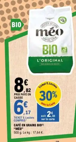 E.Leclerc MÉO Café en grains bio offre