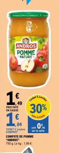 E.Leclerc ANDROS Compote de pomme offre