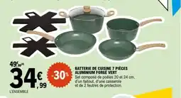 E.Leclerc Batterie de cuisine 7 pièces aluminium forge vert offre