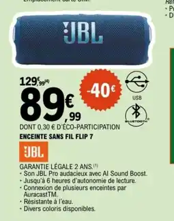 E.Leclerc JBL Enceinte sans fil flip 7 offre
