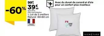 BUT Lot de 2 oreillers naturel offre