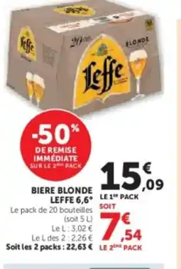 Hyper U LEFFE 6,6° Biere blonde offre