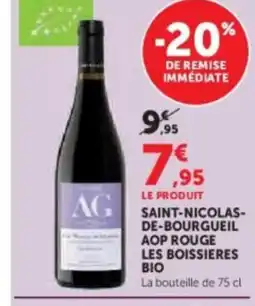 Hyper U SAINT-NICOLAS- DE-BOURGUEIL Aop rouge les boissieres bio offre