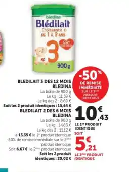 Hyper U BLEDINA Bledilait 3 des 12 mois offre
