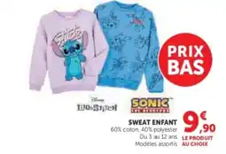Hyper U SONIC Sweat enfant offre
