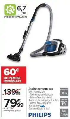 Carrefour Aspirateur sans sac offre