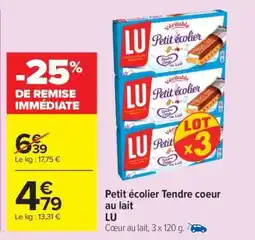 Carrefour Market Petit Écolier Tendre Cœur Au Lait Lu offre