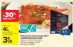 Carrefour Market Emincés de saumon fumé ASC offre