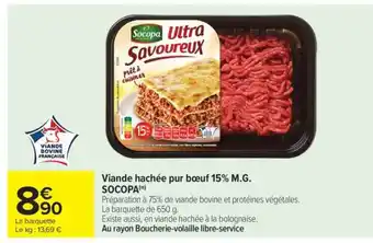 Carrefour Market Viande hachée pur boeuf 15% M.G. SOCOPA offre