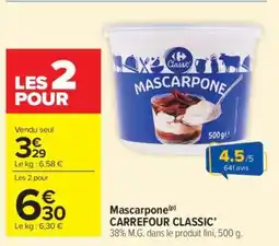 Carrefour Market Mascarpone CARREFOUR CLASSIC' offre