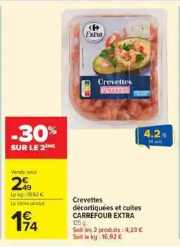 Carrefour Market Crevettes décortiquées et cuites CARREFOUR EXTRA offre