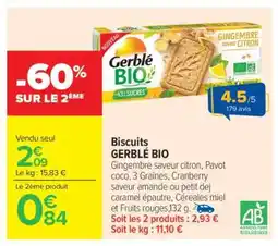 Carrefour Market Biscuits Gerblé Bio offre