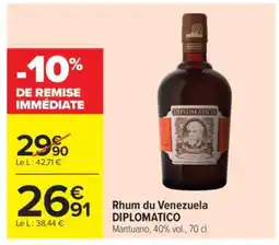 Carrefour Market Rhum du Venezuela DIPLOMATICO offre