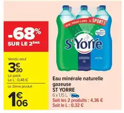 Carrefour Market Eau Minérale Naturelle Gazeuse St Yorre offre