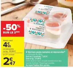 Carrefour 4 verrines pesto tomates et mozzarella offre