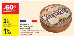 Carrefour Camembert De Campagne President offre