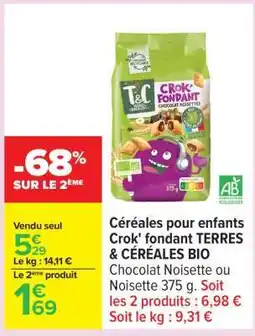 Carrefour Céréales pour enfants Crok' fondant TERRES & CÉRÉALES BIO offre