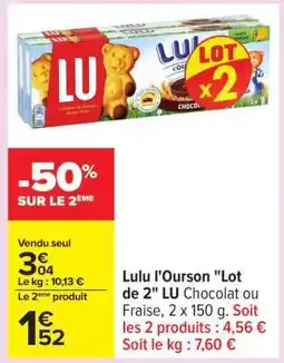 Carrefour Lulu l’Ourson Lot de 2 LU offre