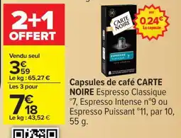 Carrefour Capsules De Café Carte Noire offre