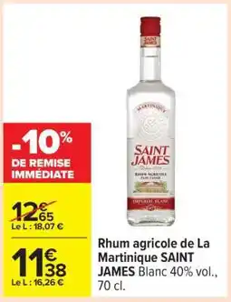 Carrefour Rhum agricole de La Martinique SAINT JAMES Blanc 40% vol., 70 cl offre