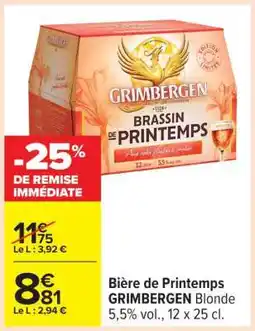 Carrefour Bière de Printemps GRIMBERGEN Blonde offre