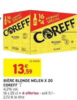 Intermarché Coreff bière blonde melen x 20 offre