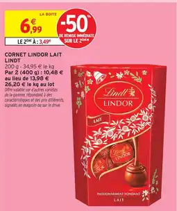 Intermarché Lindt cornet lindor lait offre